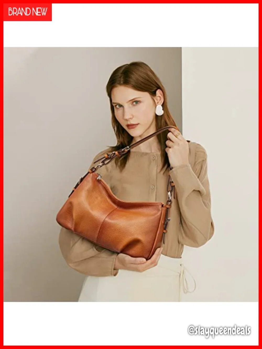 Top Grain Pebbled Cowhide Leather Hobo Handbag, Adjustable Strap, Silver Tone